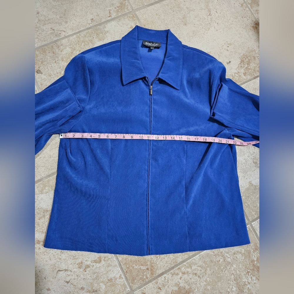Briggs New York Womens Royal Blue Suede Look Zip Jacket 18W Vintage 90s Blazer - Picture 6 of 7